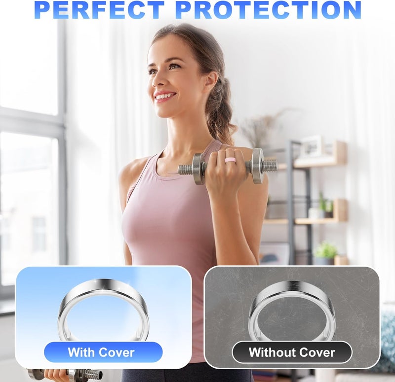 SSSUWP Silicone Cover Compatible with Oura Ring Gen 4/Gen 3/Samsung Galaxy Ring, 8 Pack Anti-Scratch Elastic Silicone Protector for Women Men (S for 6-10) - Image 4